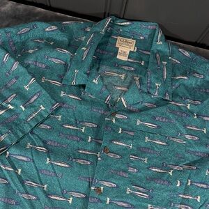 LL Bean Short Sleeve Button Up 100% Cotton Shirt Men’s XL Traditional Fit 300229